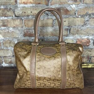 Vintage Celine Horse Carriage Monogram Coated Canvas Mini Boston Bag